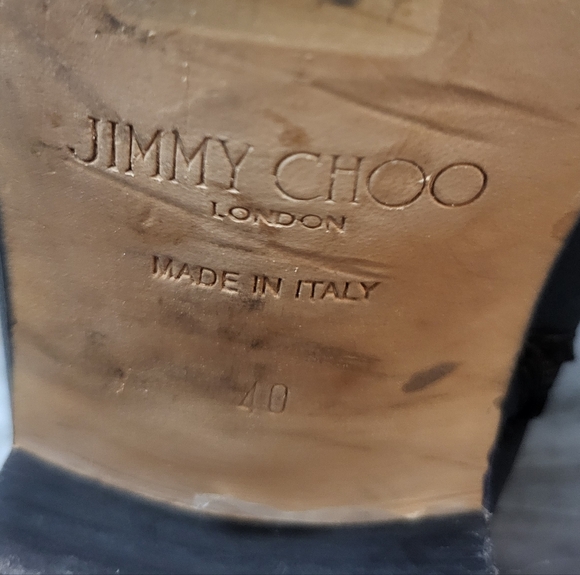 Jimmy Choo Marlin Black & Snake Embossed Leather Ankle Boots Size 40 - Picture 10 of 13